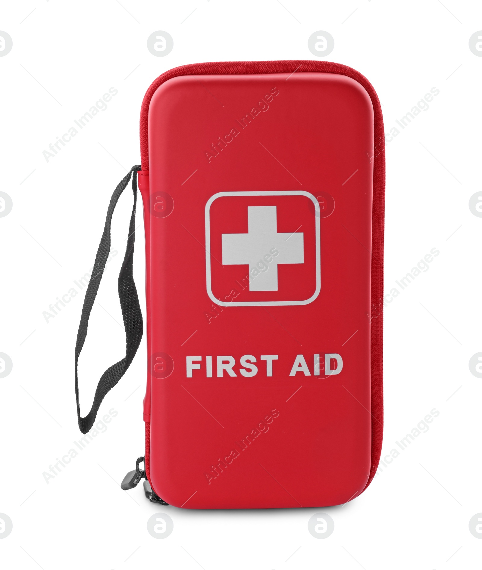 Photo of Red first aid kit isolated on white