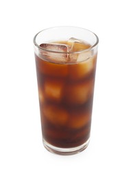 Photo of Iced coffee in glass isolated on white