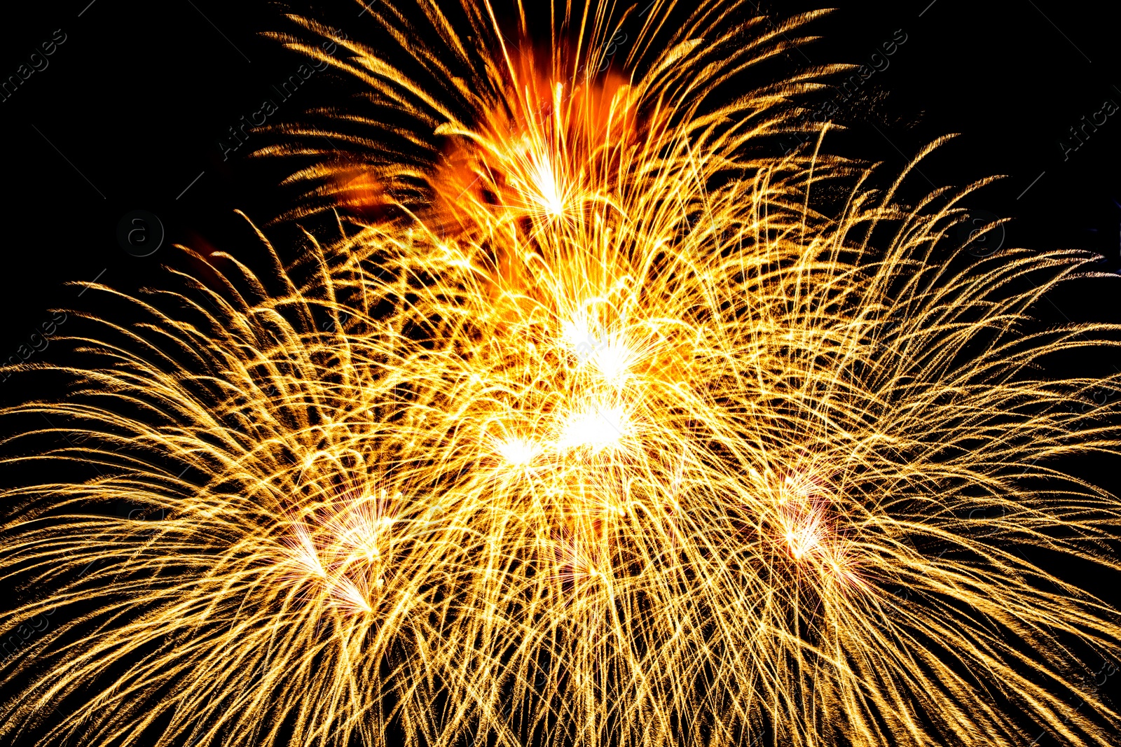 Image of Beautiful bright fireworks lighting up night sky