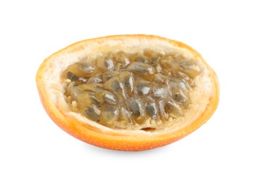 Half of delicious ripe granadilla isolated on white