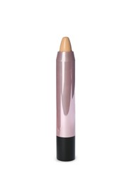 Photo of Pencil concealer isolated on white. Makeup product