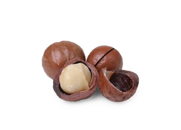 Photo of Delicious organic Macadamia nuts isolated on white