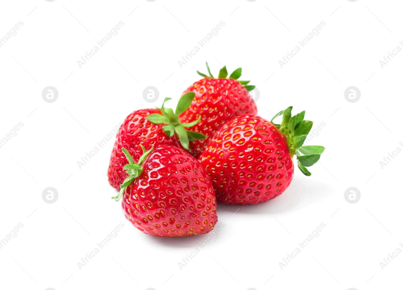 Photo of Delicious fresh red strawberries on white background