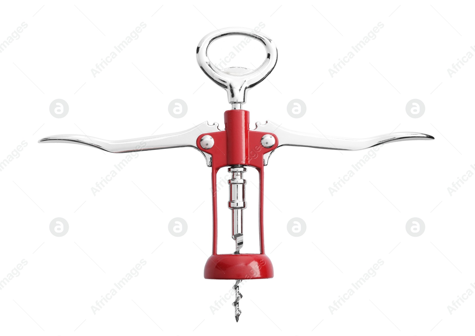 Photo of One wing corkscrew isolated on white, top view