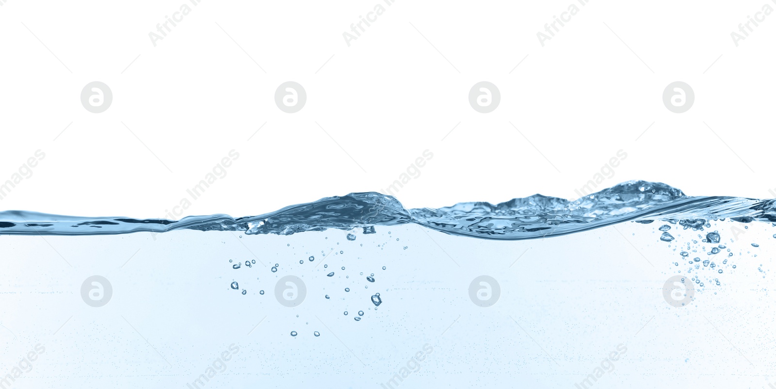 Photo of Closeup view of clear water isolated on white