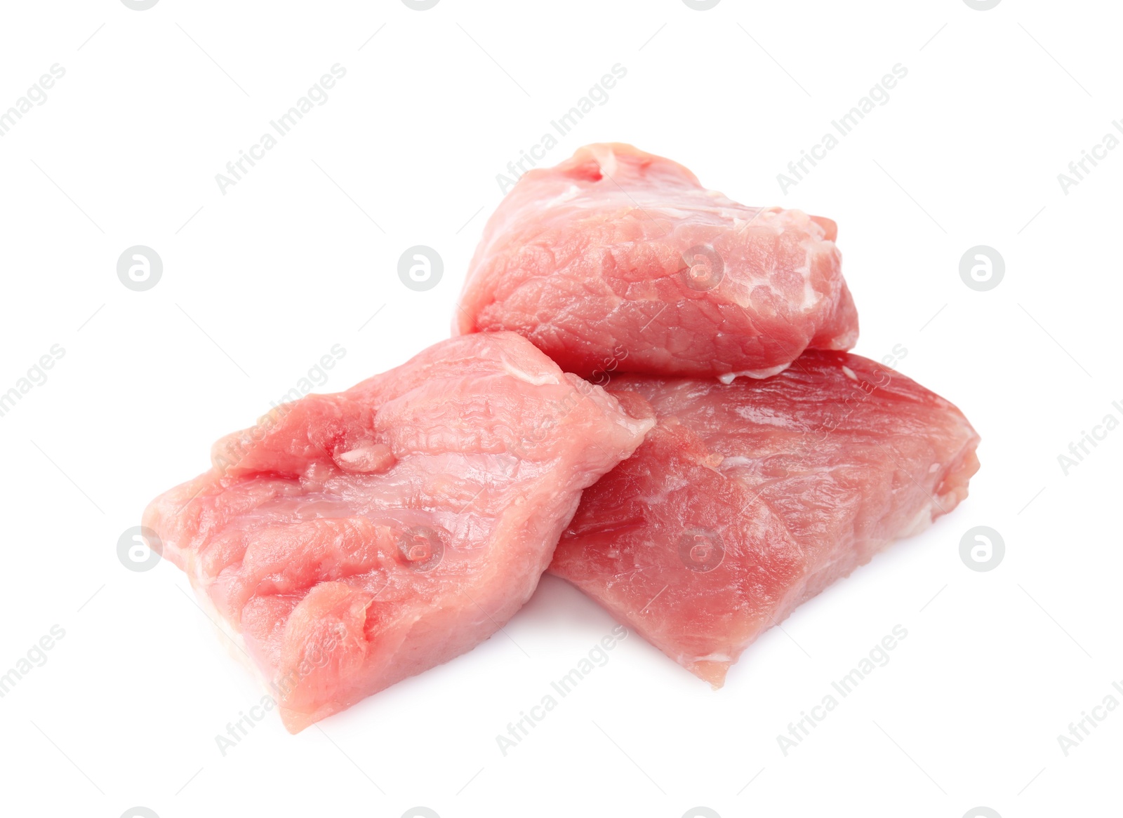 Photo of Pieces of raw meat isolated on white