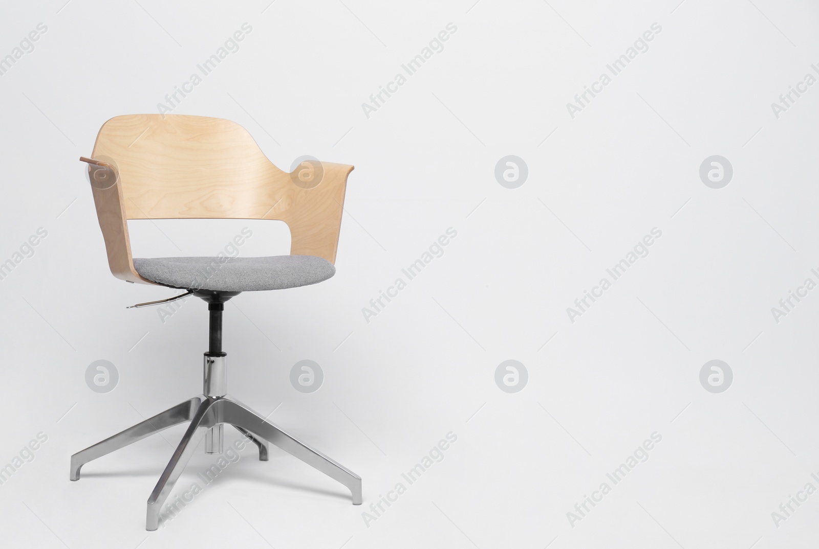 Photo of Comfortable office chair on white background, space for text