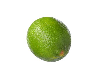 Citrus fruit. One fresh ripe lime isolated on white