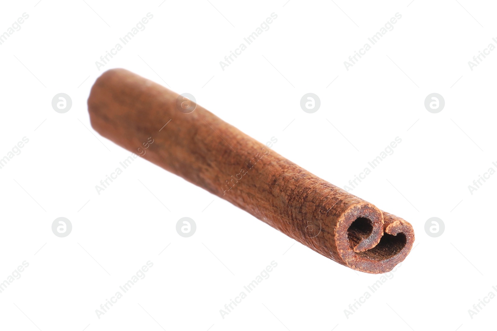 Photo of One aromatic cinnamon stick isolated on white