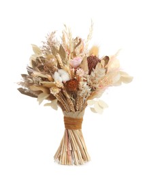 Photo of Beautiful dried flower bouquet isolated on white