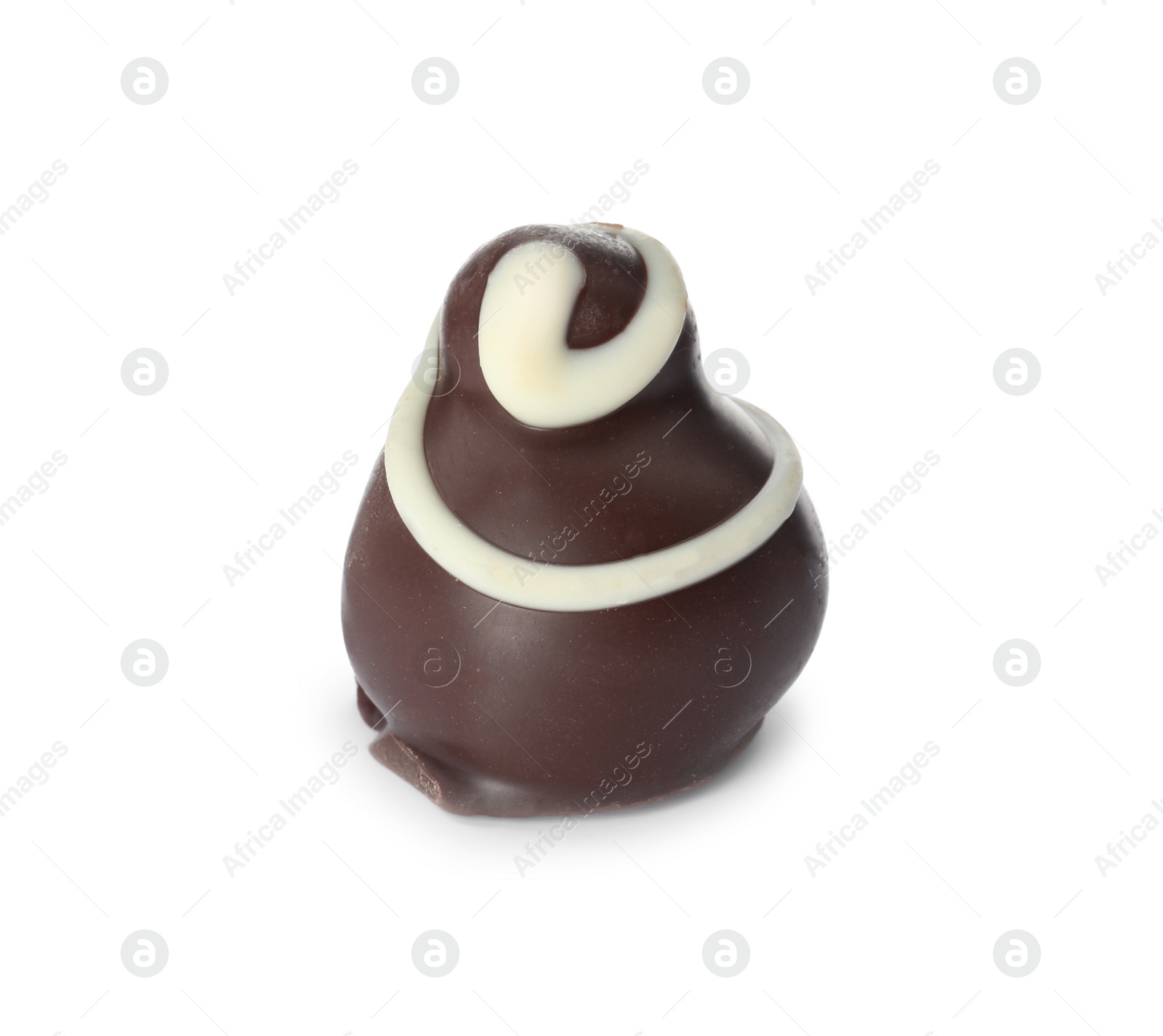 Photo of Delicious sweet chocolate truffle isolated on white