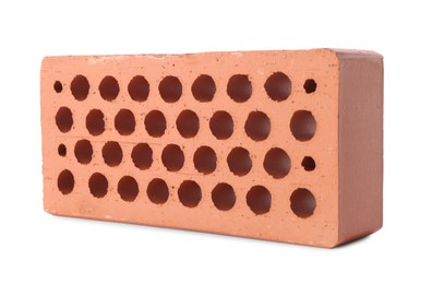 One red brick isolated on white. Building material