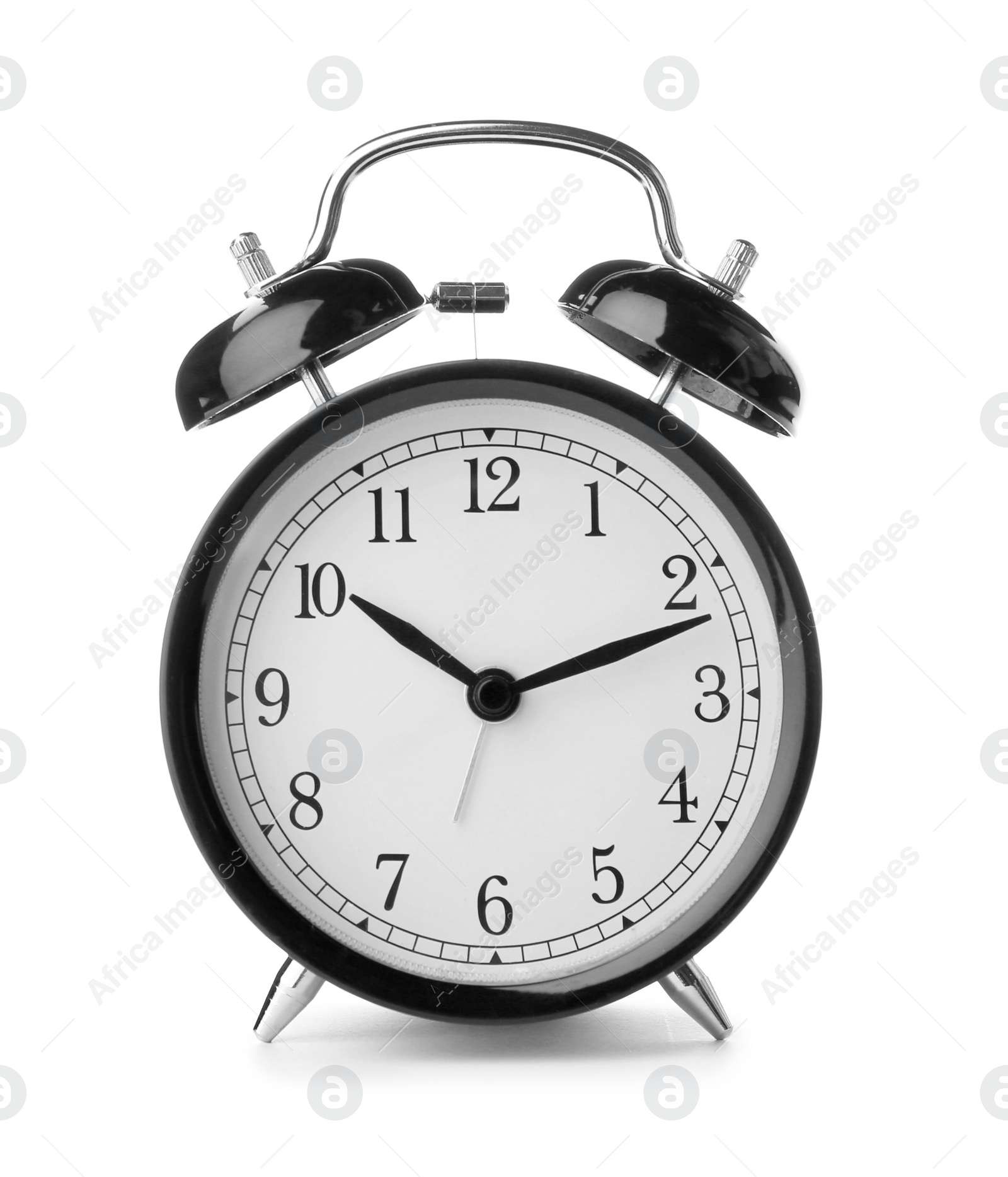 Photo of Alarm clock on white background. Time change concept