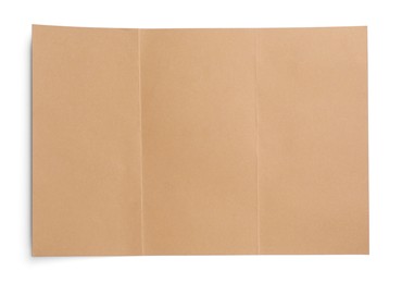 Photo of Sheet of brown paper on white background, top view