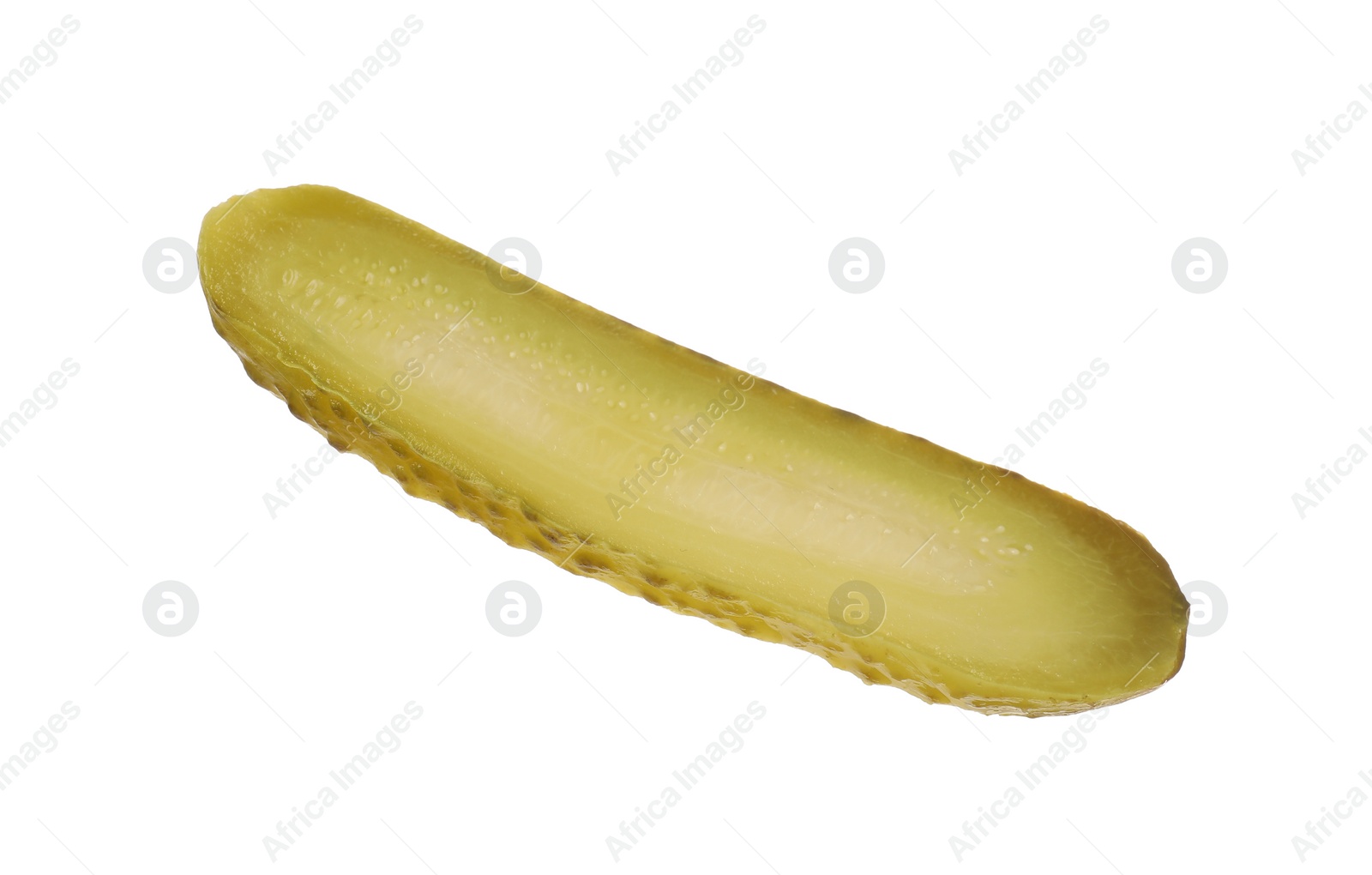 Photo of Slice of pickled cucumber isolated on white