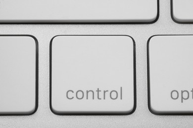 Top view of Control key on modern computer keyboard, closeup