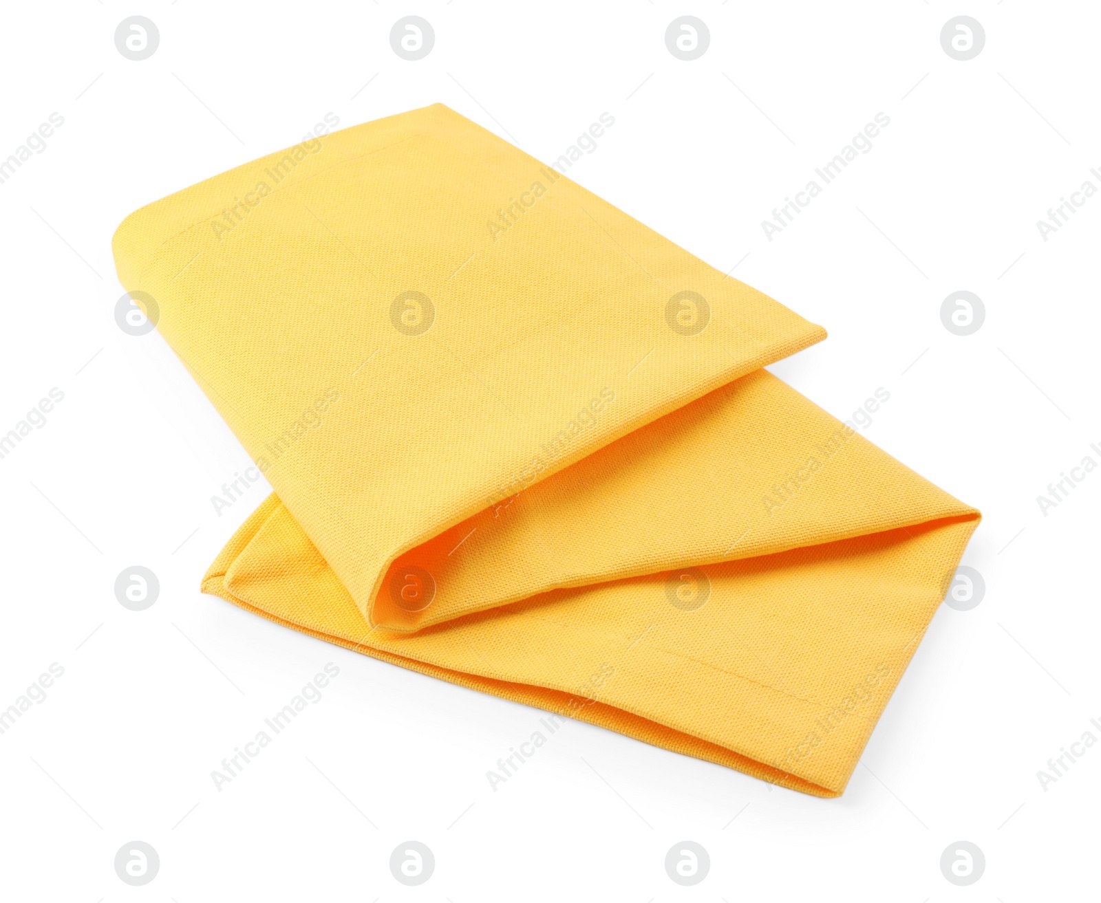 Photo of New clean yellow cloth napkin isolated on white