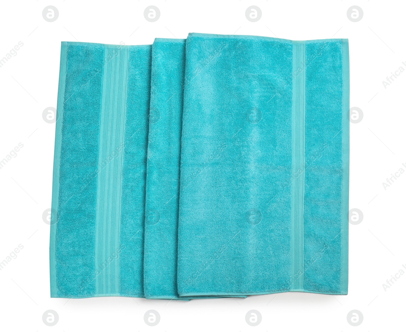 Photo of Clean soft towel on white background