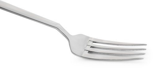One new metal fork isolated on white
