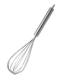 Photo of Balloon whisk on white background. Kitchen utensils