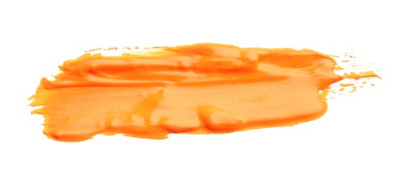 Abstract brushstroke of orange paint isolated on white