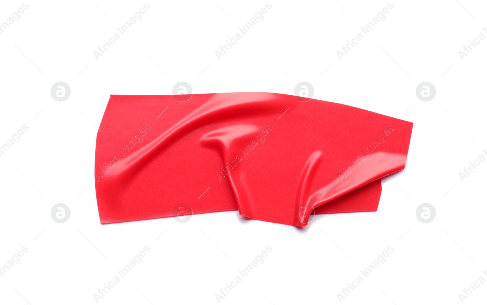 Photo of Piece of red insulating tape isolated on white, top view