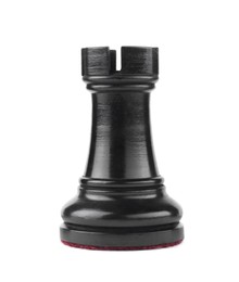Photo of Black rook isolated on white. Chess piece