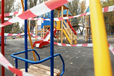 View of playground closed during COVID-19 quarantine