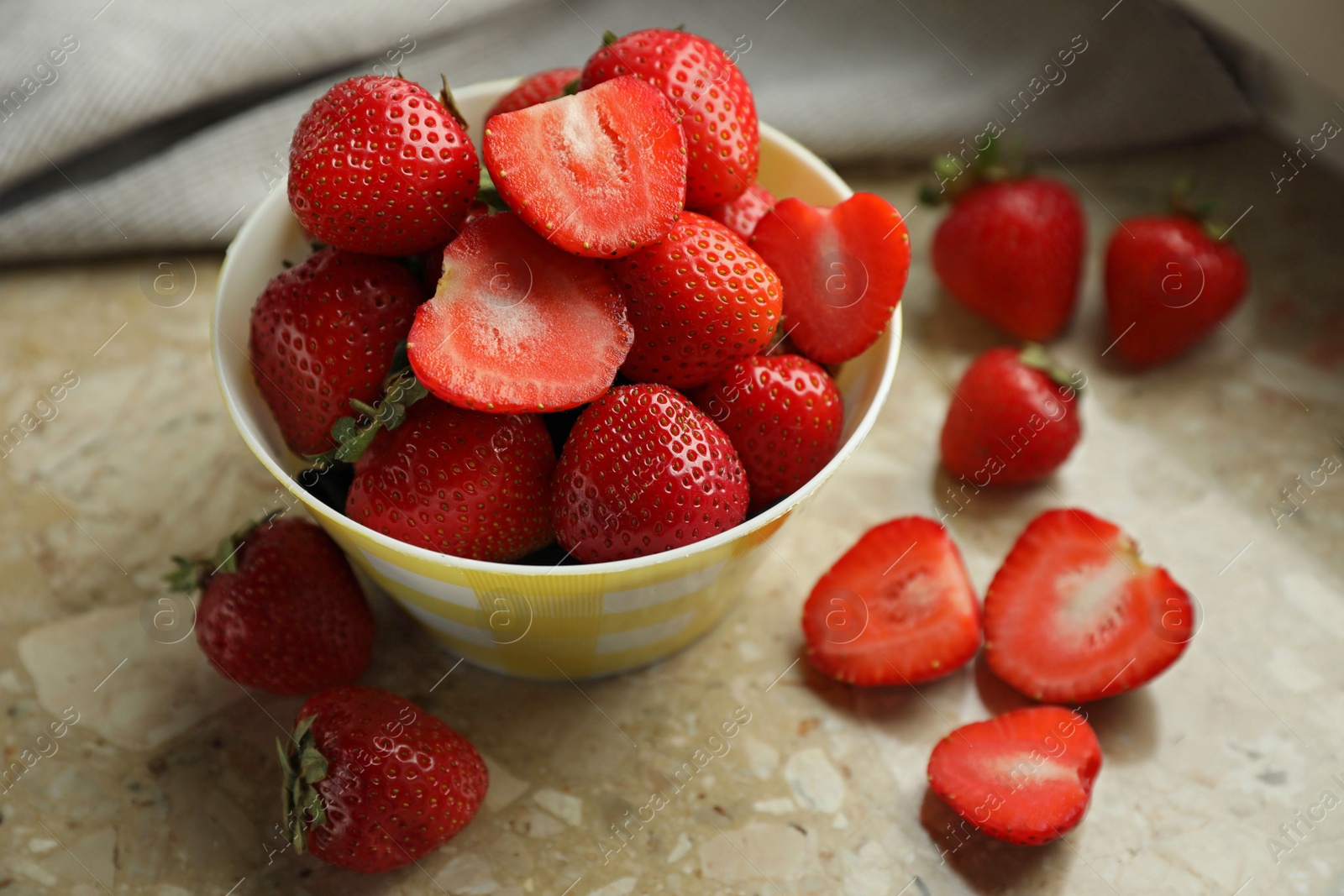 Photo of Fresh juicy strawberries on table, closeup view