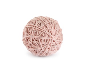 Soft pink woolen yarn isolated on white