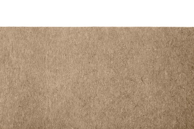 Brown paper bag on white background, closeup