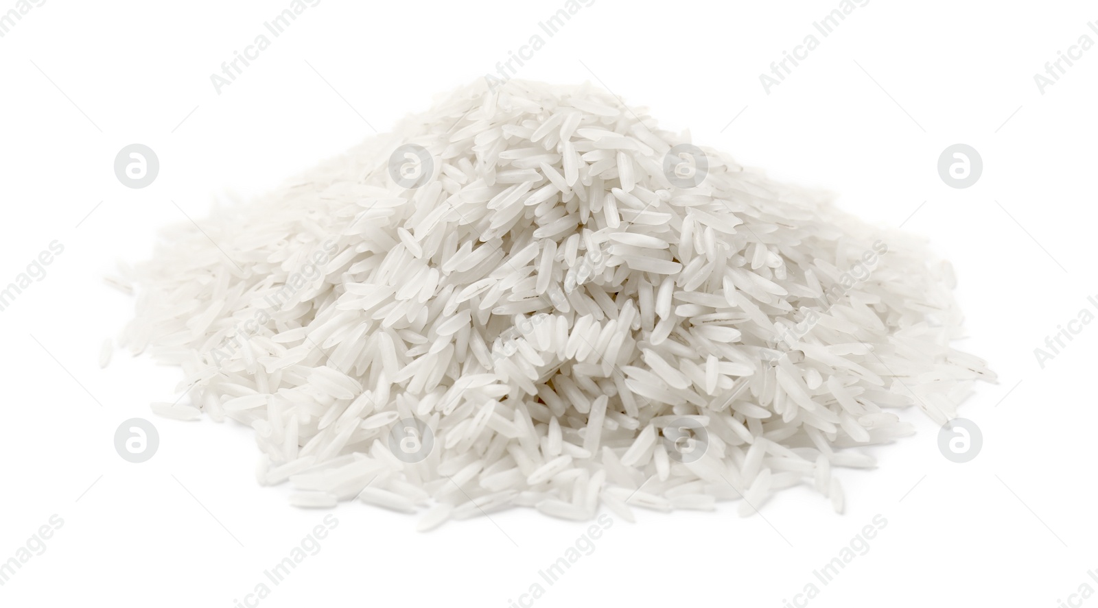 Photo of Pile of raw basmati rice isolated on white