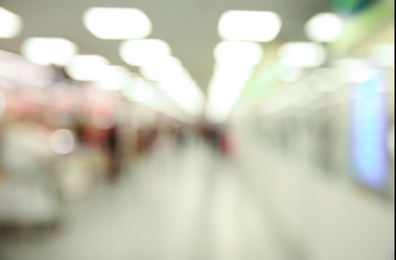 Blurred view of modern shopping mall interior