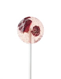 Sweet colorful lollipop with berries isolated on white