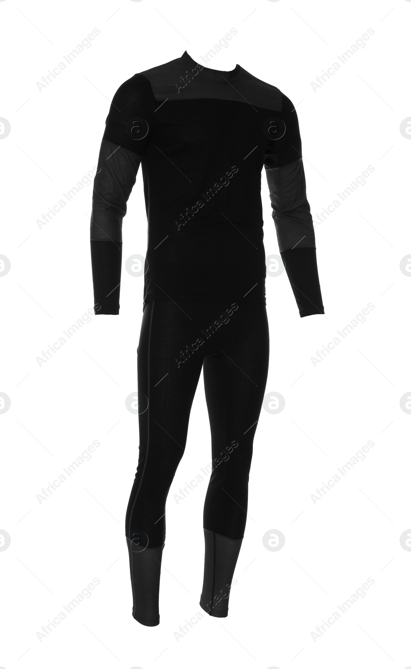 Photo of Thermal underwear set isolated on white. Winter sport clothes