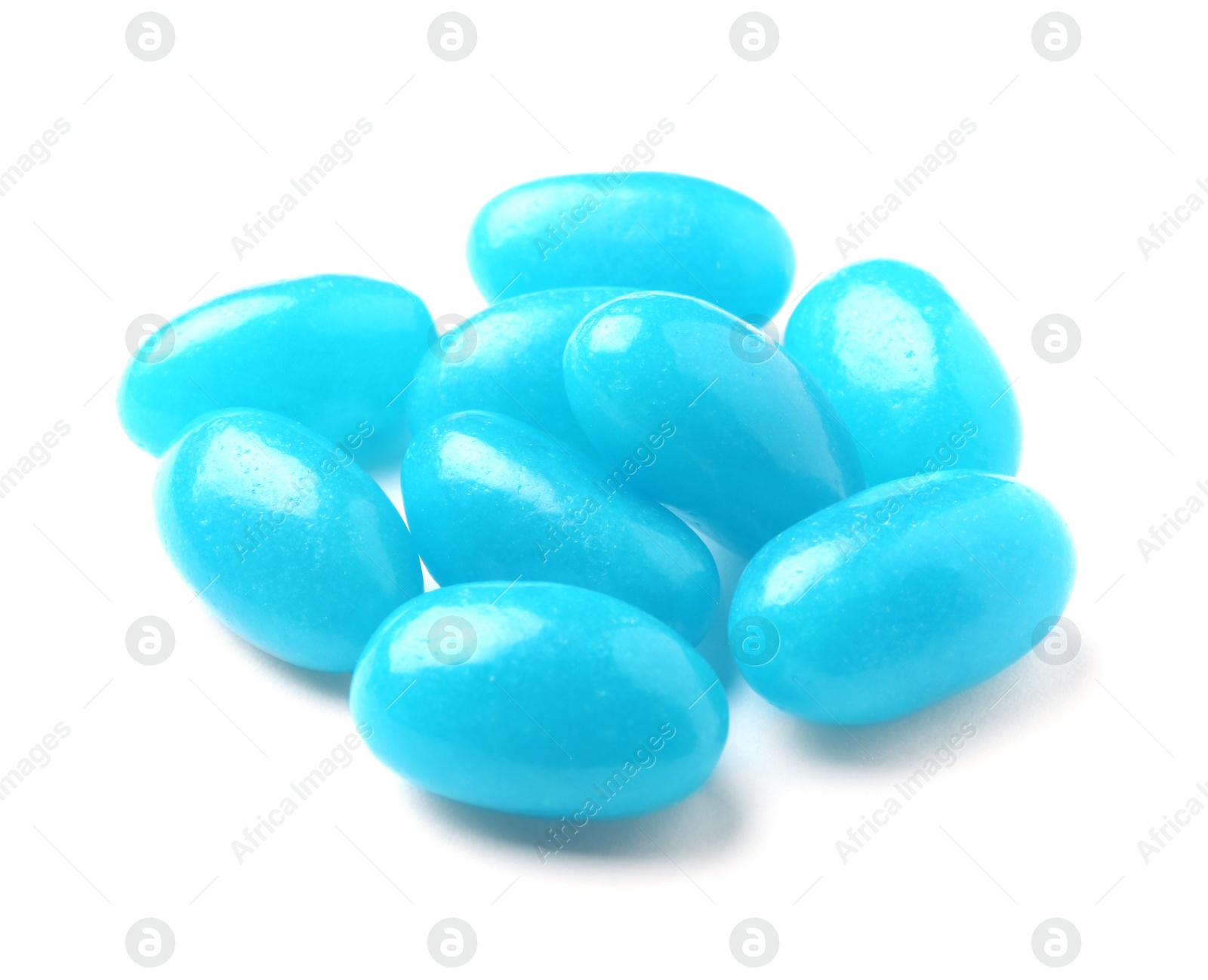 Photo of Pile of tasty bright jelly beans isolated on white