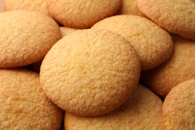 Delicious butter cookies as background, closeup view