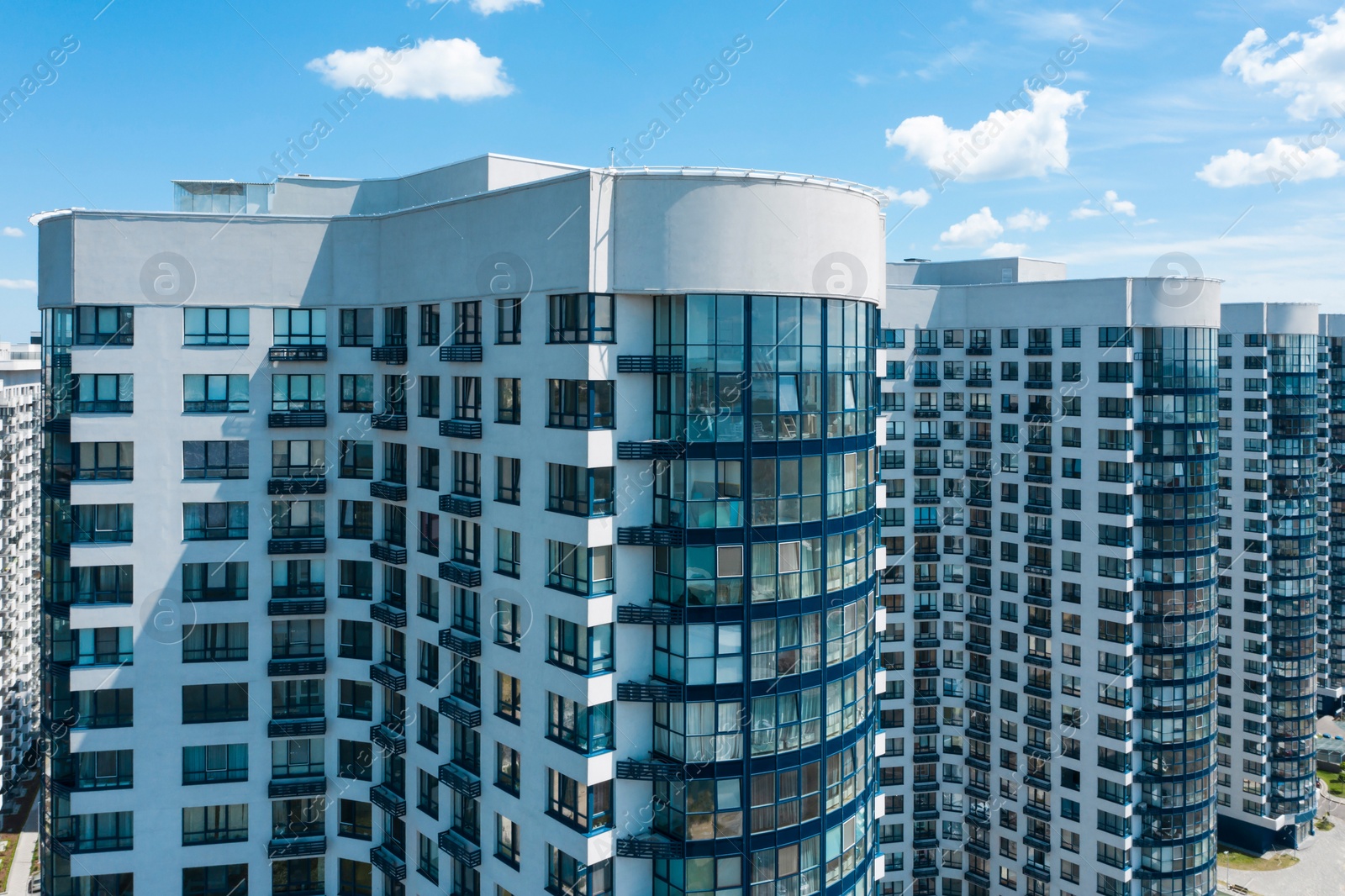 Image of Aerial view of modern buildings in city center