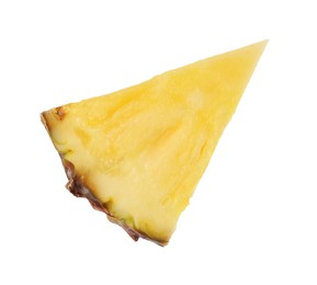 Slice of tasty ripe pineapple isolated on white
