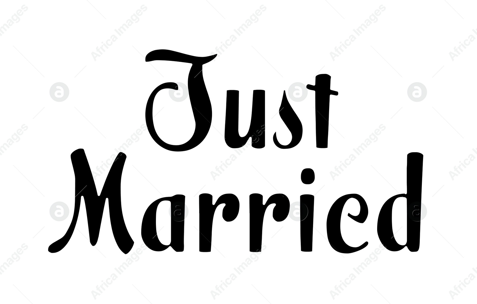 Image of Text Just Married on white background. Wedding day