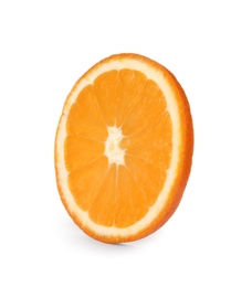 Slice of ripe orange isolated on white