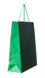 One green shopping bag isolated on white