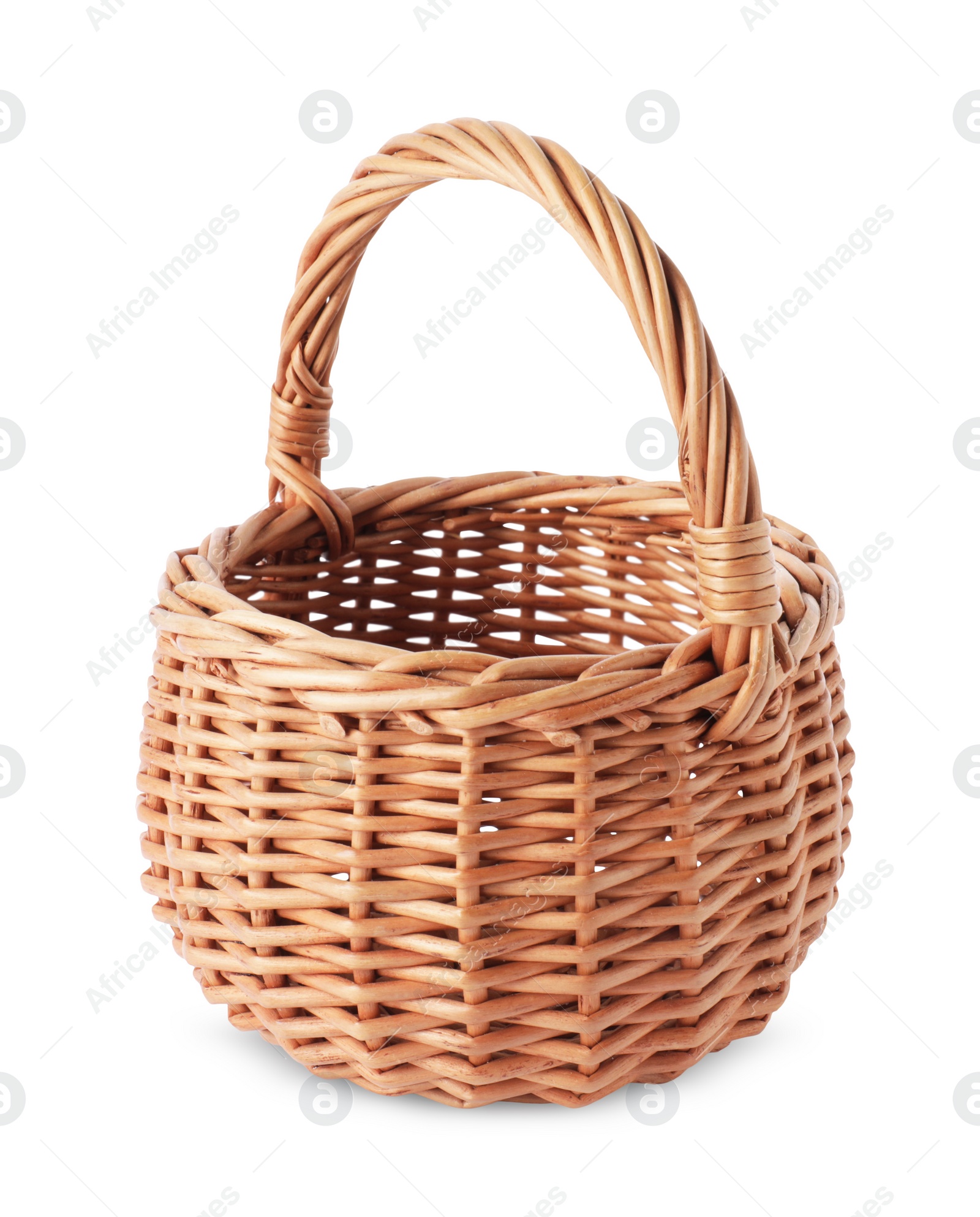 Photo of New Easter wicker basket isolated on white