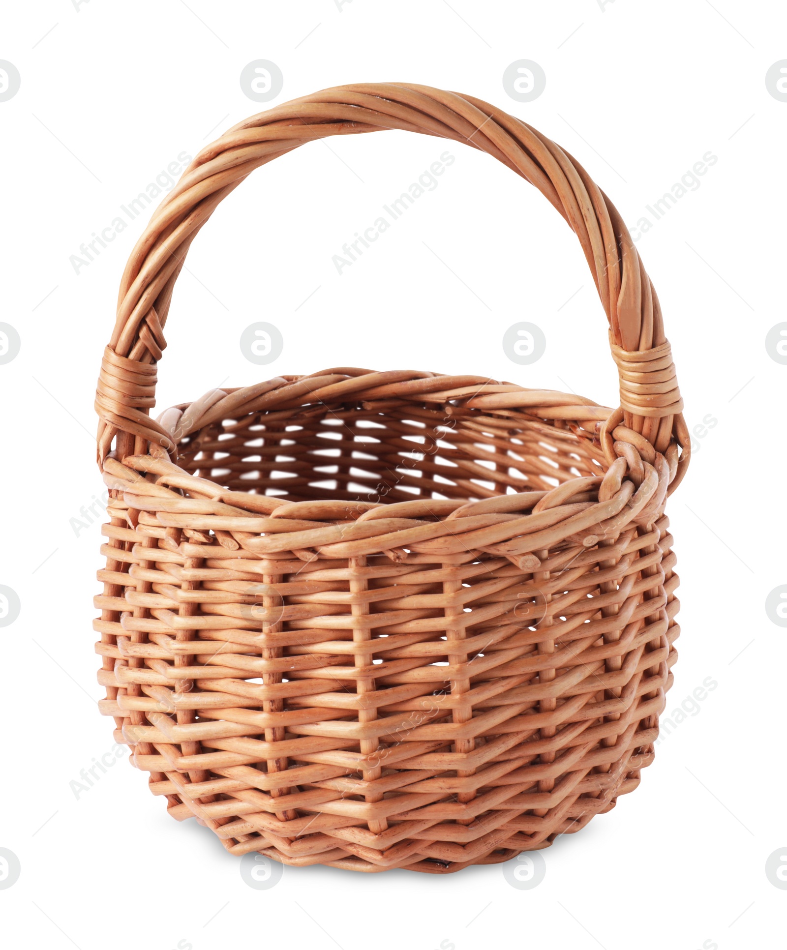 Photo of New Easter wicker basket isolated on white