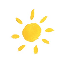 Photo of Child's painting of sun on white background