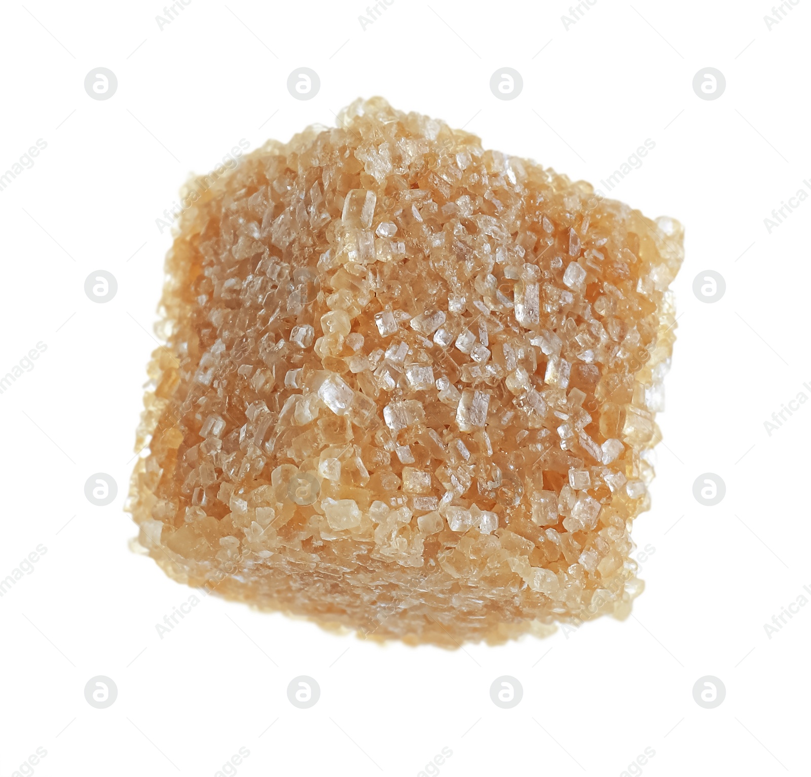 Photo of One brown sugar cube isolated on white