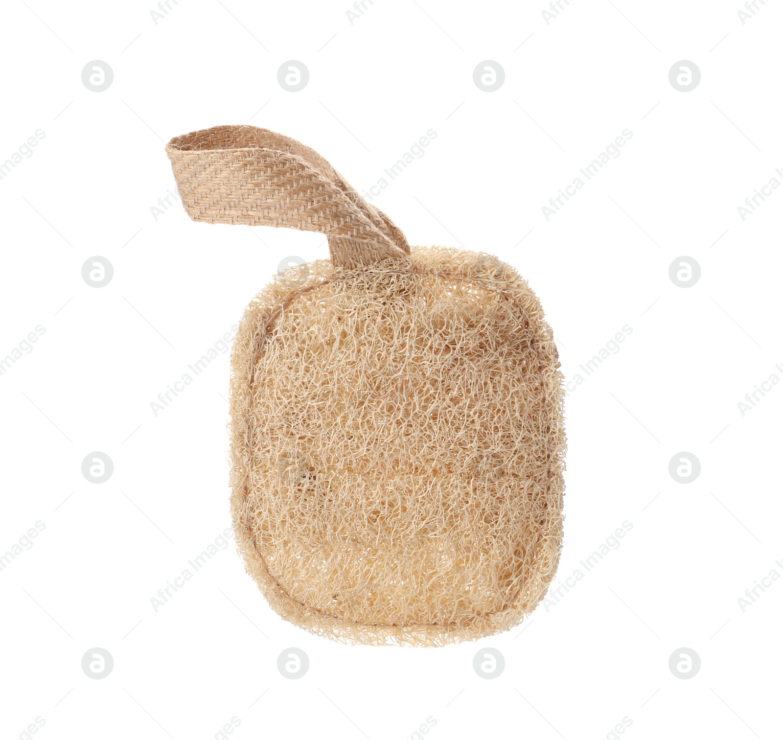 Photo of Natural loofah isolated on white. Conscious consumption