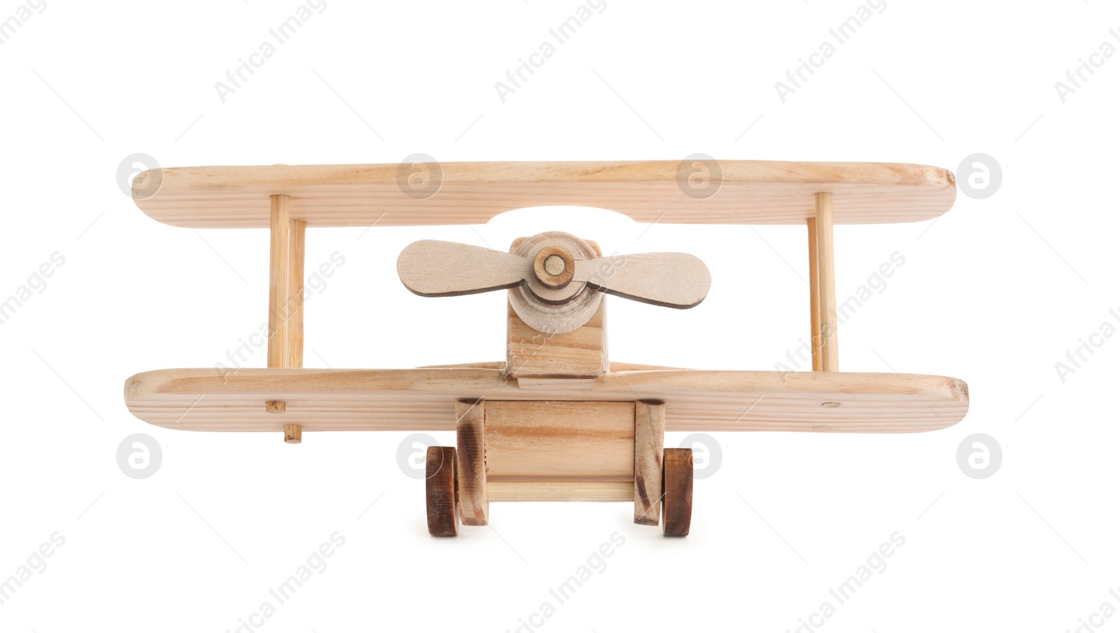 Photo of Wooden plane isolated on white. Child's toy