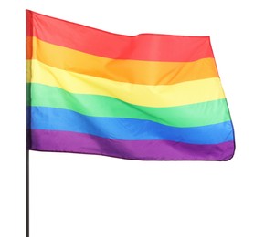 Bright rainbow LGBT flag isolated on white