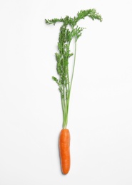 Photo of Ripe carrot on white background. Healthy diet